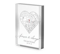 Where We First Met Personalised Heart Map Print of City Custom Acrylic Block Any Location First Date Where It All Began (A7 (74mm x 105mm))