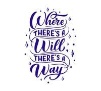 Where Will There Way Poster Lettering Fine Carving Stickers 57.6x84.5cm Self Adhesive DarkBlue