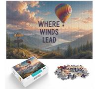 Where Winds Lead - Hot Air Balloon Over Mount Jigsaw Puzzle, 1000 Piece | For holiday downtime at home: Adult jigsaw puzzle with 1000 pieces offers a longer activity for the holidays.
