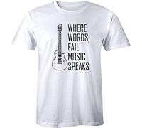 Where Words Fail Music Speaks with Guitar Men's T-Shirt Music Lover Musician Tee(Medium)