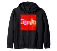 Where You Can Gradient Abstract Red Glitch Art Mosaic Zip Hoodie