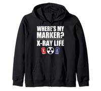 Where's My Marker X-Ray Life Funny Radiology Xray Tech Gifts Zip Hoodie