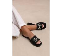 Where's That From 'align' Jewel Detail Flat Sandals In Black Black 3