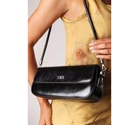 Where's That From Arena Minimalist Baguette Shoulder Bag in Black Faux Leather - STANDARD - BLACK