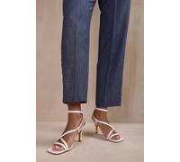 Where's That From Women's 'Austin' Wide Fit Multi Strap Cross Over Mid Heels in White | Size: 5E Where's That From White 5E