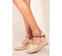 Where's That From 'blakely' Low Wedge Espadrille Sandals With Close Toe In Beige Beige 8