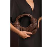 Where's That From Women's 'Blossom' Curved Metallic Shoulder Bag in Dark Brown Where's That From Dark Brown One Size