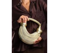 Where's That From Women's 'Blossom' Curved Metallic Shoulder Bag in Gold Where's That From Gold One Size