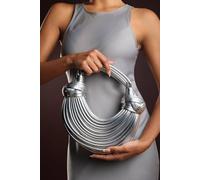 Where's That From 'blossom' Curved Metallic Shoulder Bag In Silver Silver One Size