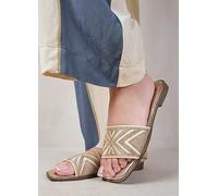 Where's That From Blossom Gold Metallic Textured Flat Sandals Gold