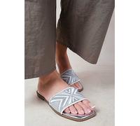 Where's That From Blossom Silver Metallic Textured Flat Sandals Silver