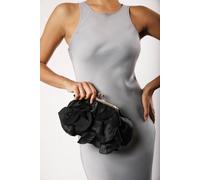 Where's That From Women's 'Brume' Ruffled Satin Kiss Lock Clutch Bag in Black Where's That From Black One Size