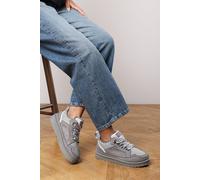 Where's That From 'darcy' Suede Lace-Up Trainers With Chunky Sole And Mesh Panel In Grey Grey 6