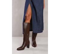 Where's That From Women's 'Delta' Block Heel Knee High Boots With Side Zip in Brown | Size: 5