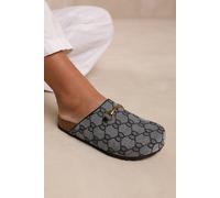 Where's That From Women's 'Dublin' Open Back Slip On Loafer With Gold Detail in Grey | Size: 3 Where's That From Grey 3