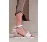 Where's That From 'dusk' Wedge Shoes With Buckle Ankle Strap In Cream Cream 7