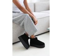 Where's That From 'eveline' Platform Fur Lining Ankle Boots In Black Black 8