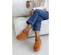 Where's That From 'eveline' Platform Fur Lining Ankle Boots In Brown Brown 8