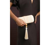 Where's That From Women's Falcon Marble Finish Tassel Clutch Bag in White Where's That From White One Size