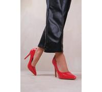 Where's That From Kyra Wide Fit High Heel Stiletto Pumps in Rouge Red Patent Faux Leather - RED - 6E