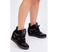 Where's That From Hitop Black Suede Wedge Trainers Black