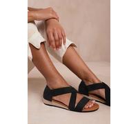'Hummingbird' Low Wedge Shoes With Cross Over Strap Where's That From Black 4