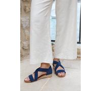 Where's That From 'hummingbird' Low Wedge Shoes With Cross Over Strap In Navy Navy 4