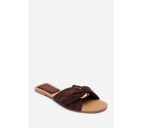 Where's That From Lavina Knot Detail Suede Slide On Sandal In Dark Brown Dark Brown