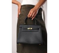 Where's That From 'lluvia' Top Handle Satchel Mini Tote Bag With Turn-Lock Closure In Black Black One Size