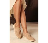 Where's That From 'lunara' Penny Loafers With Metal Trim Detail In Light Khaki Light Khaki