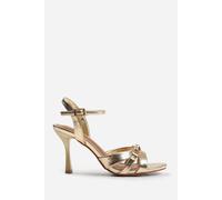 Where's That From 'mabel' Wide Fit Mid Heels With Metal Detailing In Gold Gold 7E