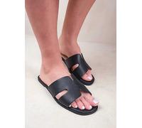 Where's That From Mae Wide Fit PU Strap Sandals in Black Faux Leather Black
