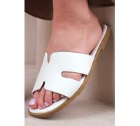 Where's That From Mae Wide Fit PU Strap Sandals in White Faux Leather White