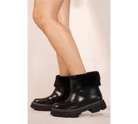 Where's That From 'margot' Platform Fur Lined Chealsea Boots In Black Black 3