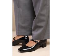 Where's That From 'nadia' Wide Fit Girl's School Block Heel Buckle Strap Mary Jane Shoes In True Black True Black 5E