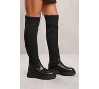 Where's That From 'nancie' Knee High Knitted Sock Boot In Black Black 4