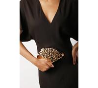 Where's That From Women's 'Olive' Sculpted Metal Half-Moon Clutch Bag in Gold Where's That From Gold One Size