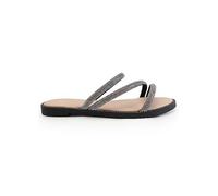 Where's That From Raine Black Diamante Strappy Silders Black