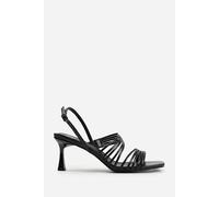 Where's That From Sammi Wide Fit Square Toe Low Block Slingback Heel With Multi Strap Detail in Black Faux Leather - 4E - BLACK