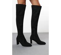 Where's That From 'sonya' Suede Block Heel Over The Knee Boots In Black Black 9