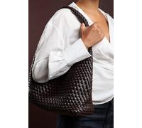 Where's That From 'stone' Weave Detail Faux Leather Shoulder Bag In Brown