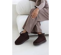 Where's That From 'taliah' Mini Faux-Suede Fur Lined Ankle Slipper Boots In Brown Brown