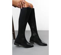 Where's That From Women's 'Verity' Faux Leather Stretch Over Knee Flat Riding Boots in Black | Size: 3 Where's That From Black 3