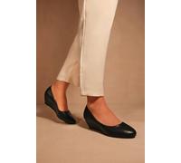 Where's That From 'vienna' Wide Fit Platform Low Wedge Mid Heel Court Shoes In True Black True Black 7E