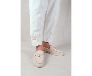 Where's That From Wheres Womens 'Pegasus' Wide Fit Slip On Trim Loafers With Accessory Detailing - Beige - Size 6 Wide Fit (UK Shoe)