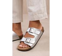 Where's That From Wheres Womens 'Willow' Two Strap Flat Sandals - Silver - Size UK 4
