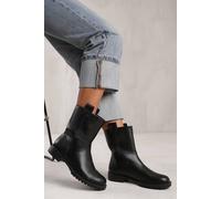 Where's That From 'winter' Mid Calf Boot With Stitching Detail In Black Black 6