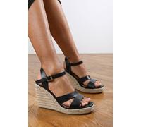 Where's That From Women's 'Annabelle' Faux Leather Two Part Flatform Sandal in Black | Size: 6