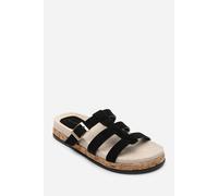 Where's That From Women's Bambi Multi Strap Footbed Suede Sandal in Black | Size: 4 Where's That From Black 4