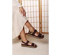 Where's That From Women's Banyan Double Strap Flatform Suede Sandal in Dark Brown | Size: 6 Where's That From Dark Brown 6